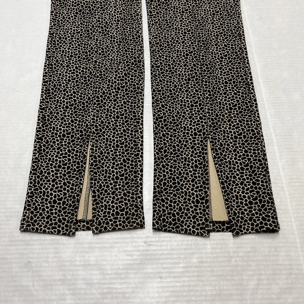 Michael Kors Pants Womens M Brown Print Pull On Flare Split Leg High Rise Casual